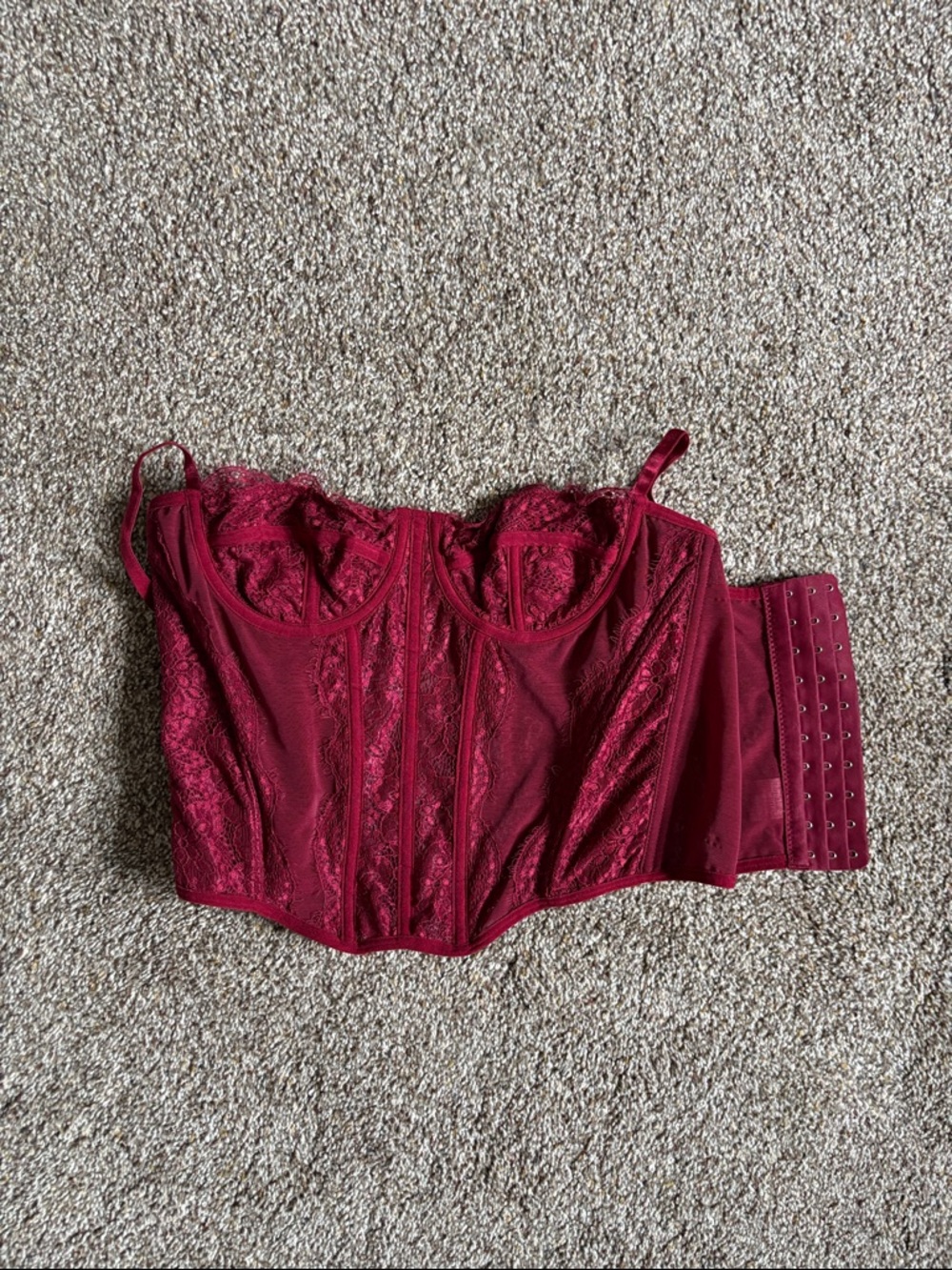 Red Lace Longline Bustier Corset Top - Women Intimates